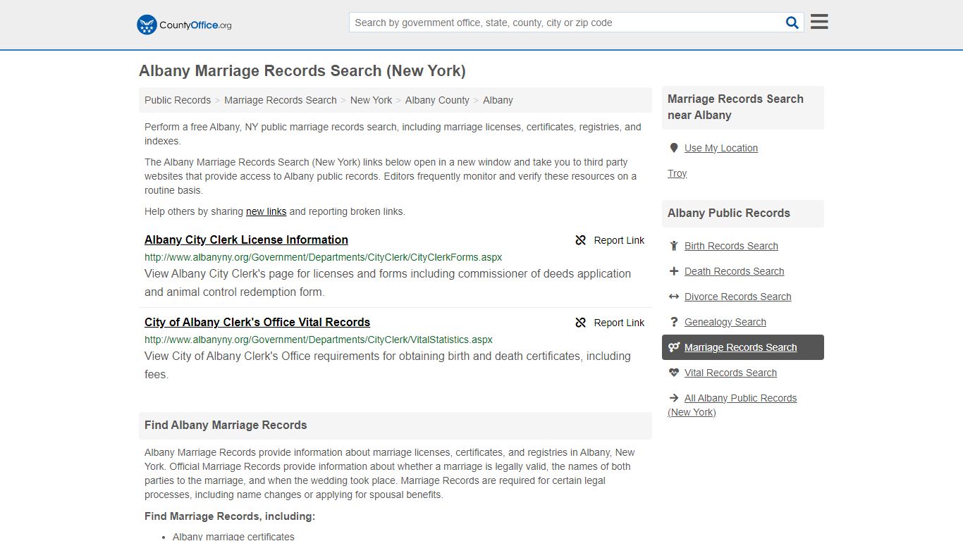 Albany Marriage Records Search (New York) - County Office